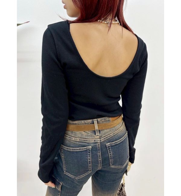 EVRIS「【WEB限定】バックオープンリブトップス」|Tシャツ・カットソー|