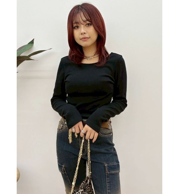 EVRIS「【WEB限定】バックオープンリブトップス」|Tシャツ・カットソー|