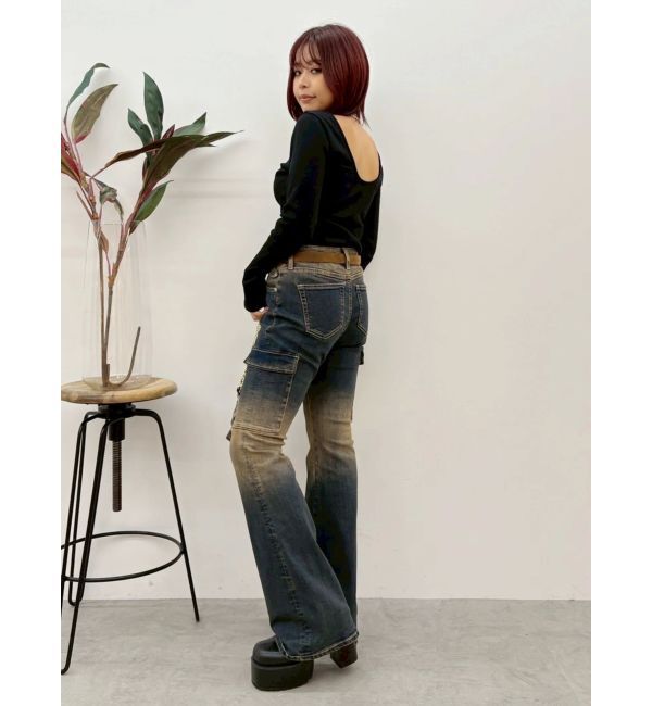 EVRIS「【WEB限定】バックオープンリブトップス」|Tシャツ・カットソー|