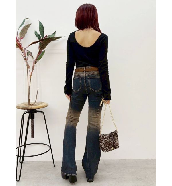 EVRIS「【WEB限定】バックオープンリブトップス」|Tシャツ・カットソー|