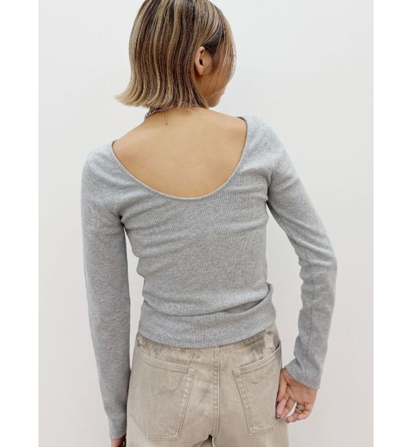 EVRIS「【WEB限定】バックオープンリブトップス」|Tシャツ・カットソー|グレー