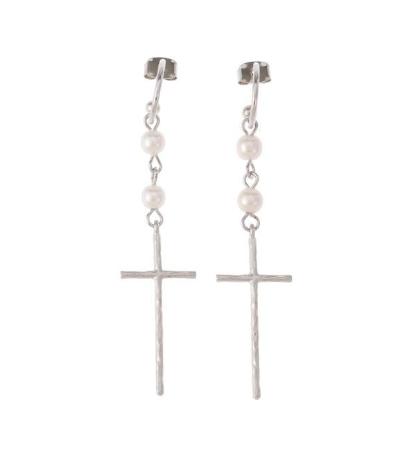 EVRIS「LONG CROSS MOTIF ピアス」|ピアス|シルバー