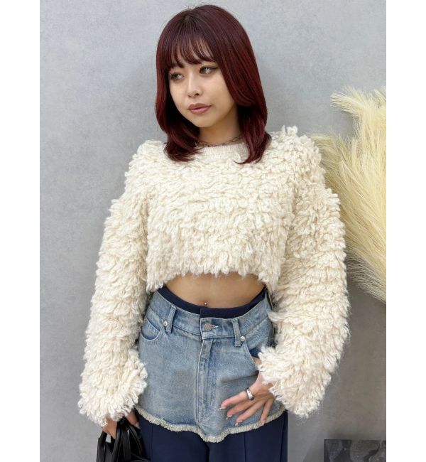 EVRIS「ショートループニットトップス」|ニット・セーター|アイボリー