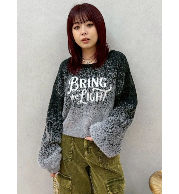 EVRIS「ロゴシャギーニットトップス」|ニット・セーター|ブラック