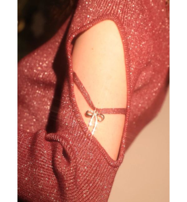 EVRIS「オープンアームラメチャームニットトップス」|ニット・セーター|