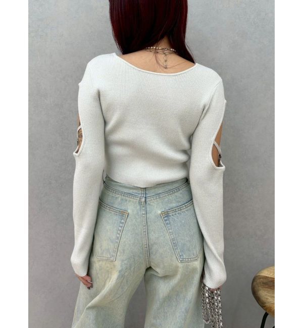 EVRIS「オープンアームラメチャームニットトップス」|ニット・セーター|