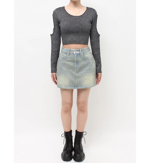 EVRIS「オープンアームラメチャームニットトップス」|ニット・セーター|