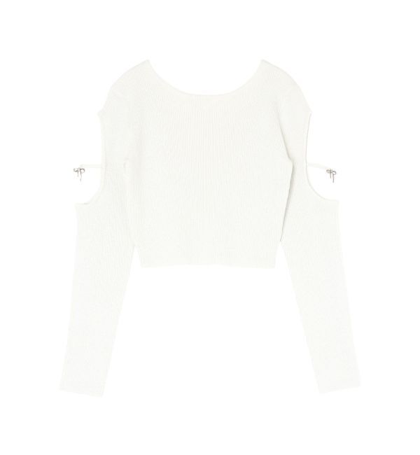 EVRIS「オープンアームラメチャームニットトップス」|ニット・セーター|