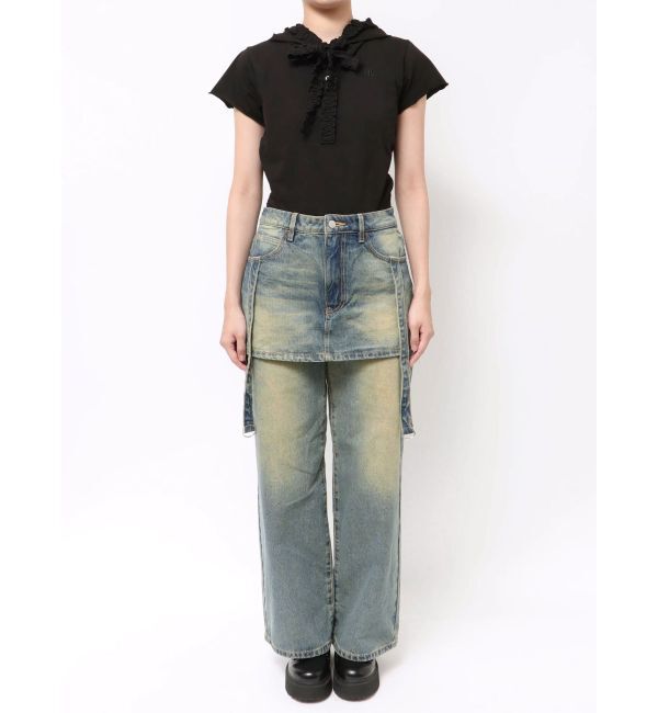 jouetie「スカートドッキングルーズパンツ」|デニム|