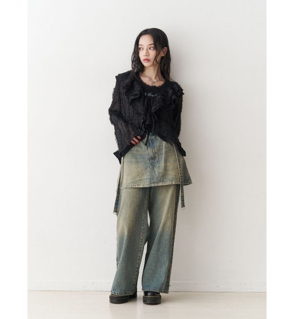 jouetie「スカートドッキングルーズパンツ」|デニム|