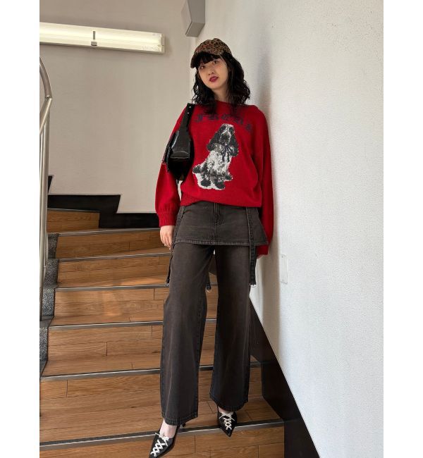 jouetie「スカートドッキングルーズパンツ」|デニム|