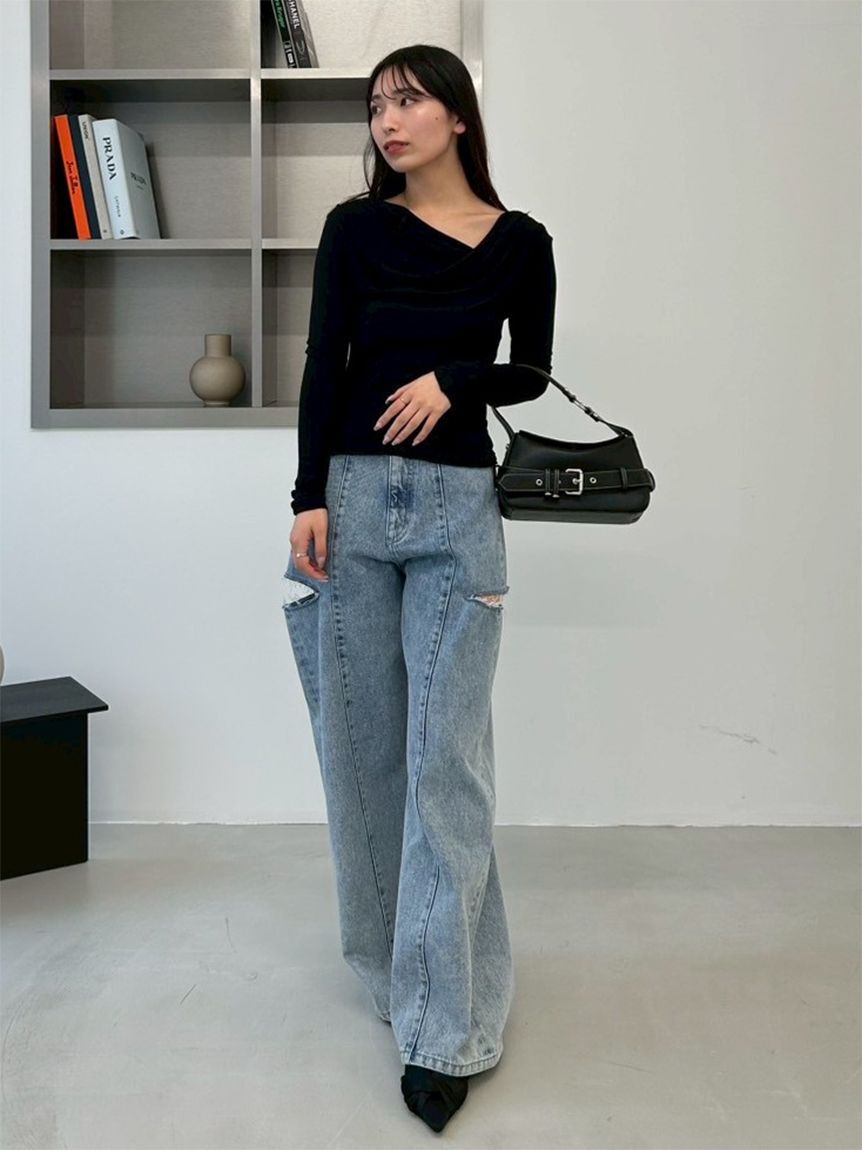 FRAY I.D「2wayデコルテタックドレープトップス」|Tシャツ・カットソー|