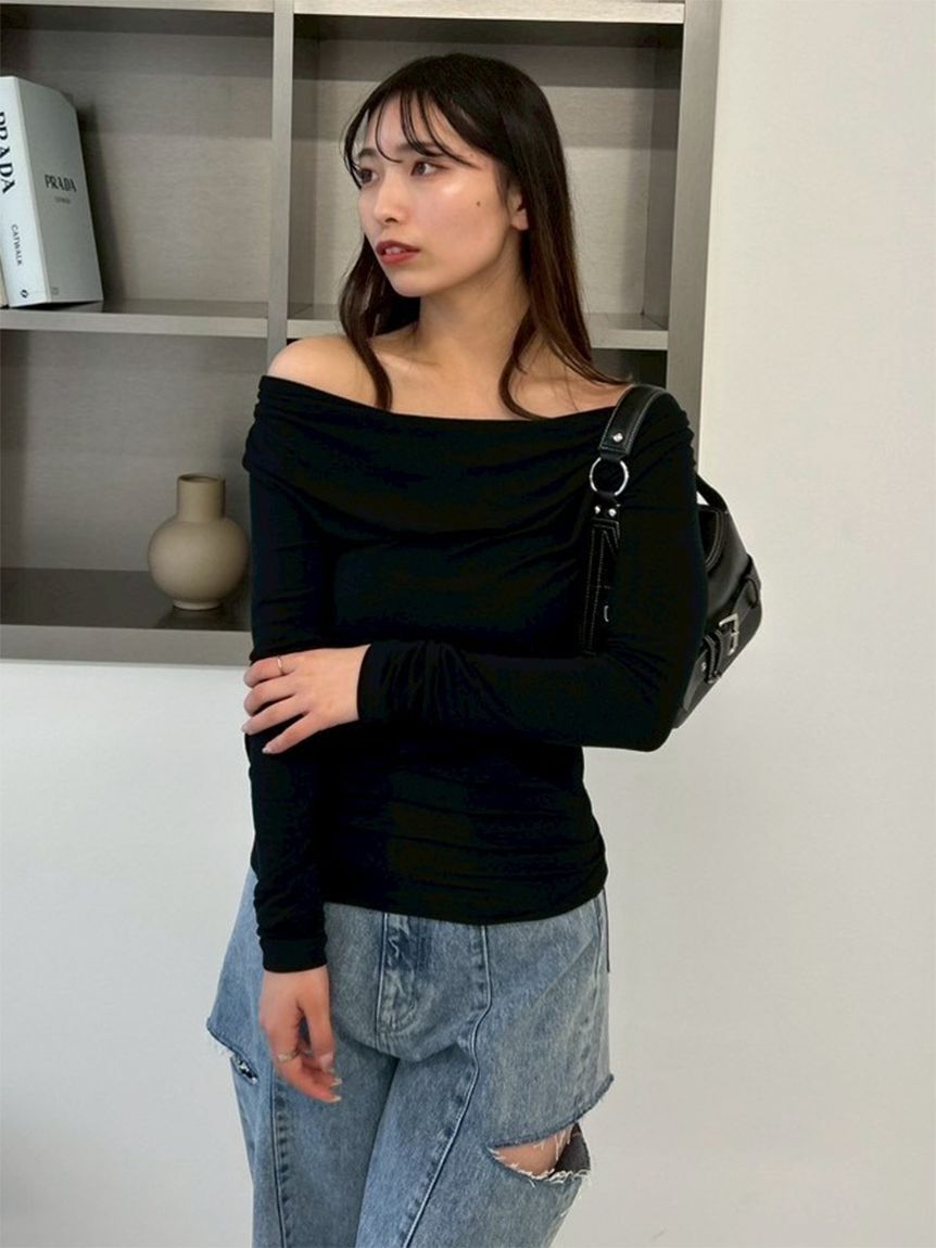 FRAY I.D「2wayデコルテタックドレープトップス」|Tシャツ・カットソー|