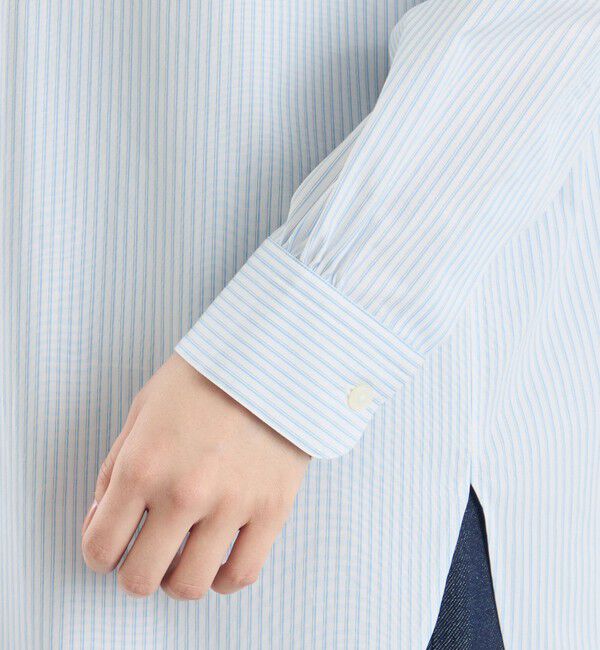 MACKINTOSH PHILOSOPHY「GREY LABEL ストライプバンドカラーシャツ」|シャツ・ブラウス|