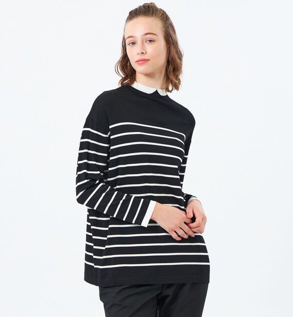 MACKINTOSH PHILOSOPHY「【25年秋冬モデル】Cleric Collar Knit ワイドフィット」|ニット・セーター|ブラック