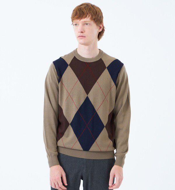 MACKINTOSH PHILOSOPHY「ビッグアーガイル クルーネックプルオーバーニット」|ニット・セーター|ダークブラウン