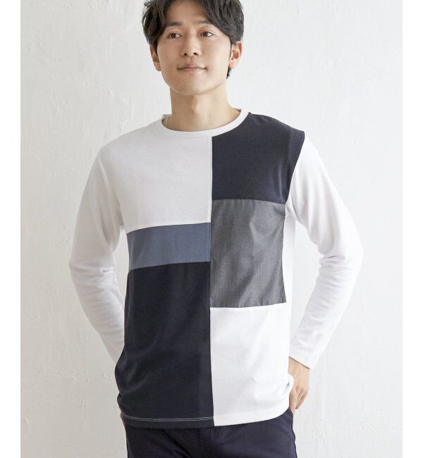 ikka「ポンチブロックスロンT」|Tシャツ・カットソー|ホワイト