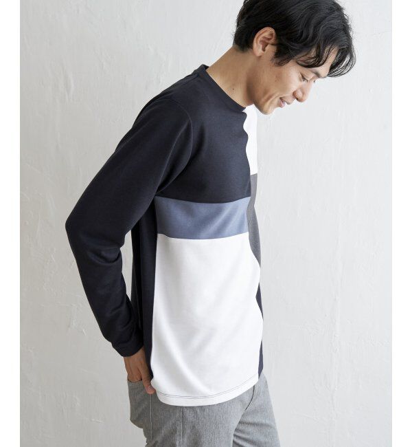 ikka「ポンチブロックスロンT」|Tシャツ・カットソー|