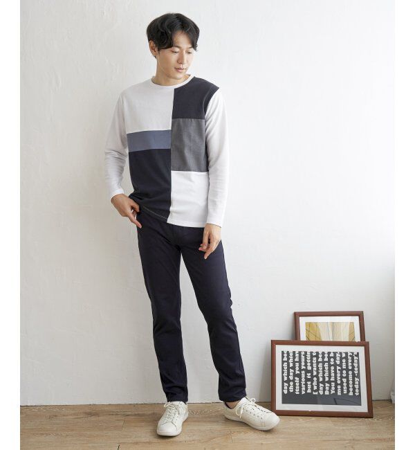 ikka「ポンチブロックスロンT」|Tシャツ・カットソー|