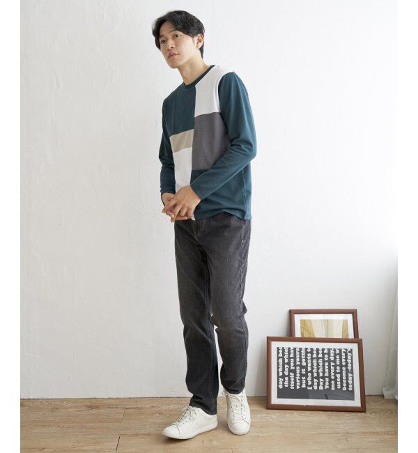 ikka「ポンチブロックスロンT」|Tシャツ・カットソー|