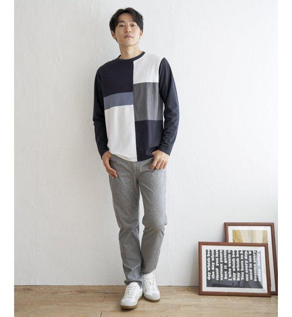 ikka「ポンチブロックスロンT」|Tシャツ・カットソー|