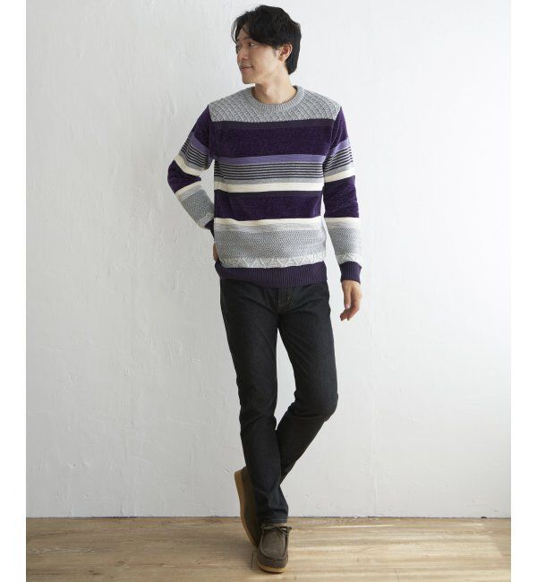 ikka「モールミックスボーダーニット」|プルオーバー|