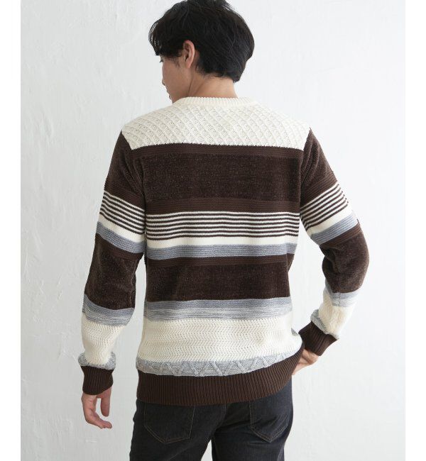 ikka「モールミックスボーダーニット」|プルオーバー|