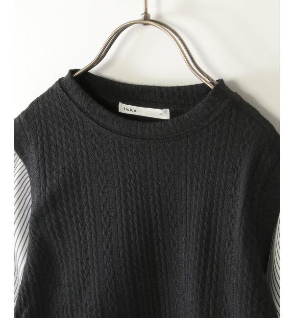 ikka kids「【親子おそろい】ケーブル柄レイヤードプルオーバー（120~160cm）」|Tシャツ・カットソー|