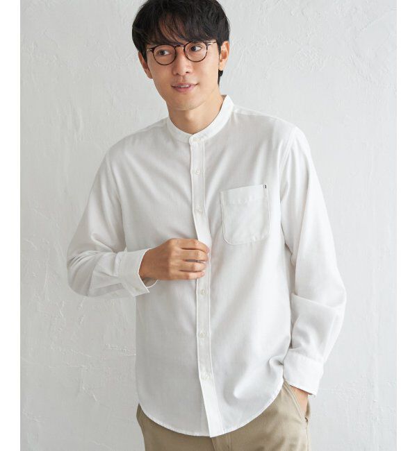 ikka「イージーケアフランネルバンドカラー」|シャツ・ブラウス|