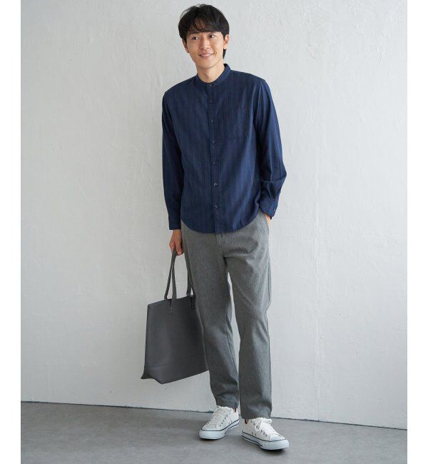 ikka「イージーケアフランネルバンドカラー」|シャツ・ブラウス|