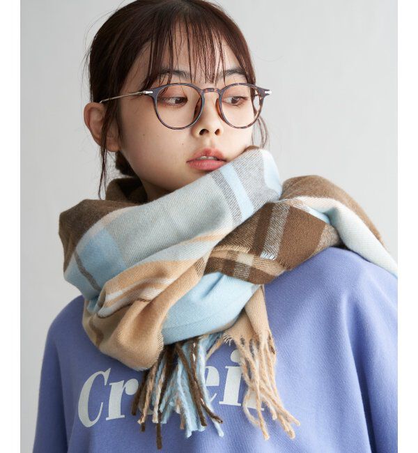 Lbc with Life「チェックストール 22AW-1」|マフラー|ベージュ