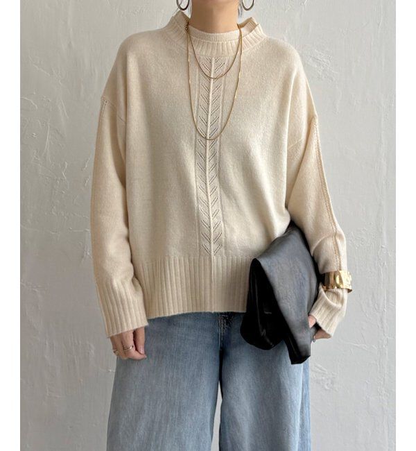 Lbc with Life「透かしラインバックスリットニット」|カーディガン|