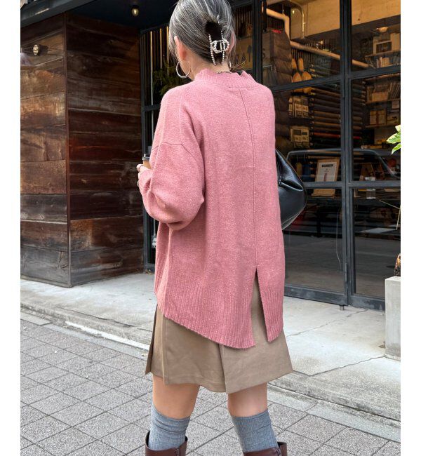 Lbc with Life「透かしラインバックスリットニット」|カーディガン|