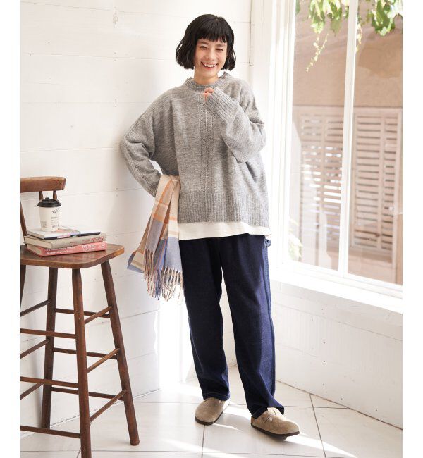 Lbc with Life「透かしラインバックスリットニット」|カーディガン|