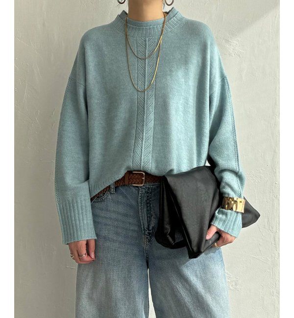 Lbc with Life「透かしラインバックスリットニット」|カーディガン|ブルー