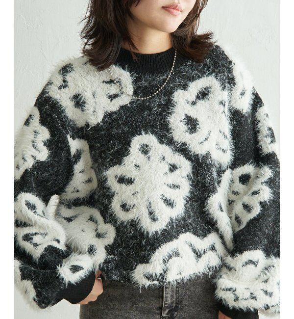 VENCE share style「BIGフラワーモチーフジャガードプルオーバー」|ニット・セーター|