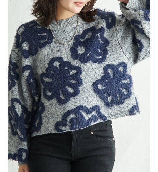 VENCE share style「BIGフラワーモチーフジャガードプルオーバー」|ニット・セーター|