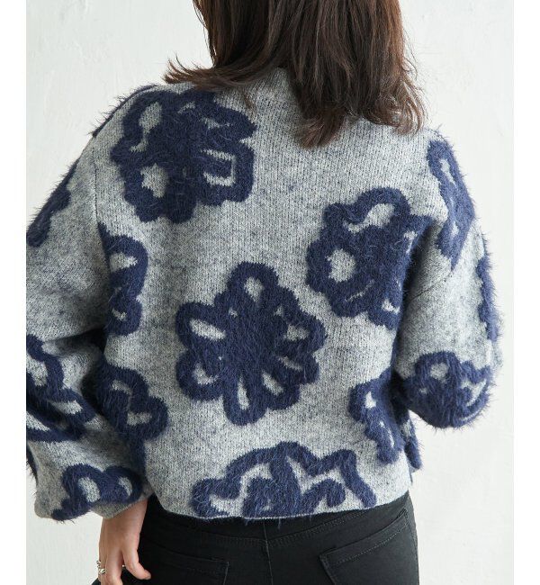 VENCE share style「BIGフラワーモチーフジャガードプルオーバー」|ニット・セーター|