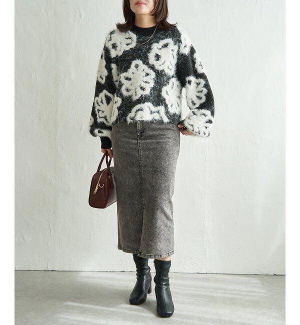 VENCE share style「BIGフラワーモチーフジャガードプルオーバー」|ニット・セーター|