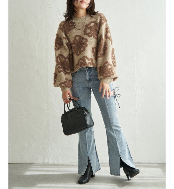 VENCE share style「BIGフラワーモチーフジャガードプルオーバー」|ニット・セーター|