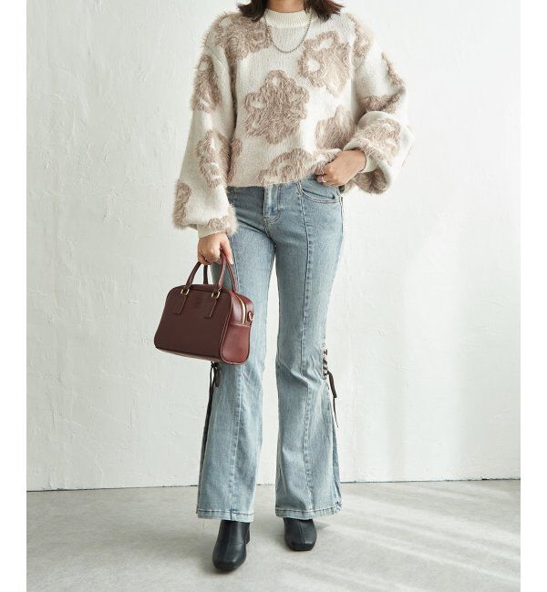 VENCE share style「BIGフラワーモチーフジャガードプルオーバー」|ニット・セーター|