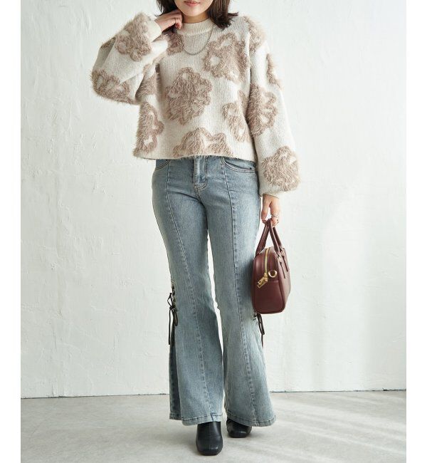 VENCE share style「BIGフラワーモチーフジャガードプルオーバー」|ニット・セーター|