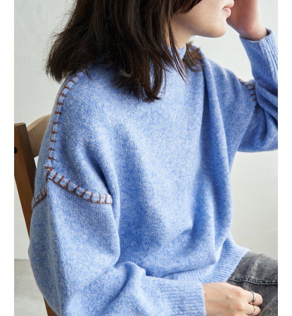 VENCE share style「配色ハンドステッチプルオーバー」|ニット・セーター|