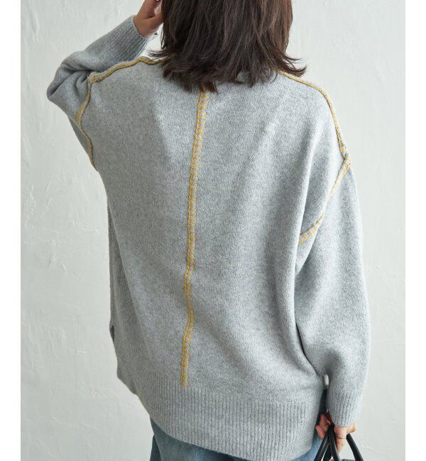 VENCE share style「配色ハンドステッチプルオーバー」|ニット・セーター|