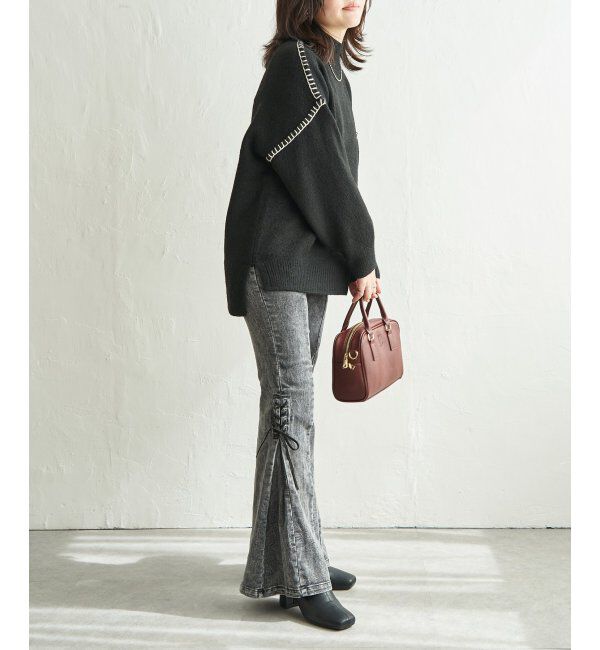 VENCE share style「配色ハンドステッチプルオーバー」|ニット・セーター|