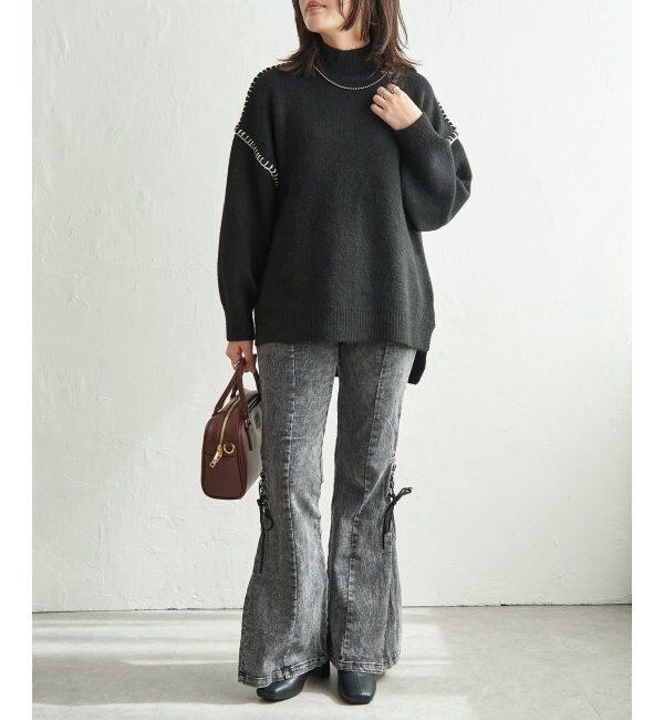 VENCE share style「配色ハンドステッチプルオーバー」|ニット・セーター|