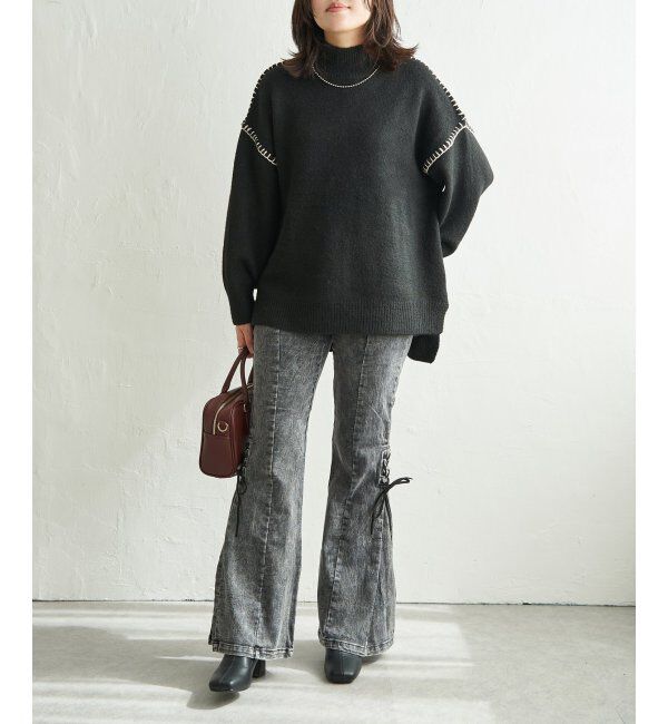 VENCE share style「配色ハンドステッチプルオーバー」|ニット・セーター|