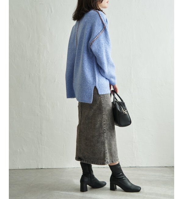 VENCE share style「配色ハンドステッチプルオーバー」|ニット・セーター|