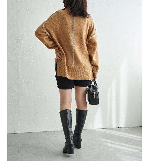 VENCE share style「配色ハンドステッチプルオーバー」|ニット・セーター|