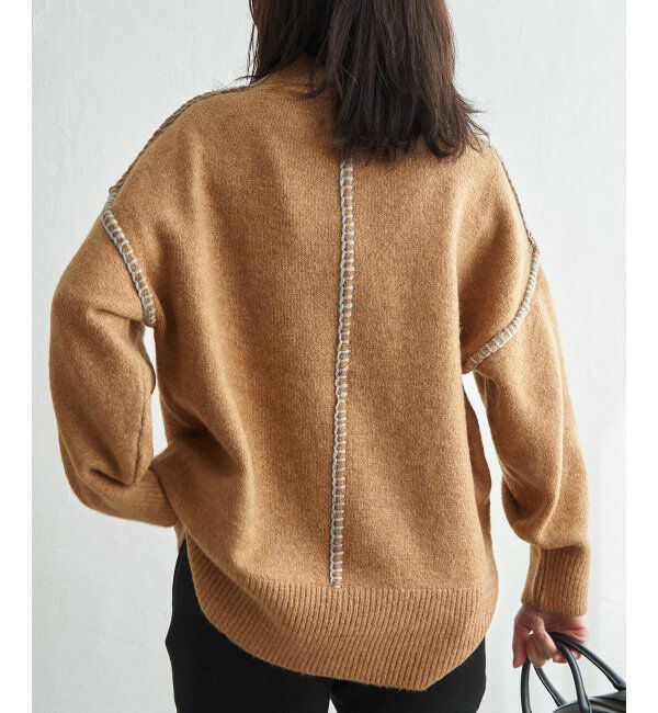 VENCE share style「配色ハンドステッチプルオーバー」|ニット・セーター|